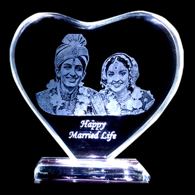 "Personalised Heart Shape 2D Crystal with Message (Big) - Click here to View more details about this Product